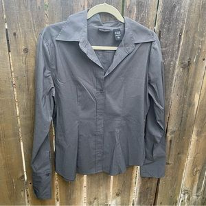 New York & Company Gray Button Down Top Sz. L